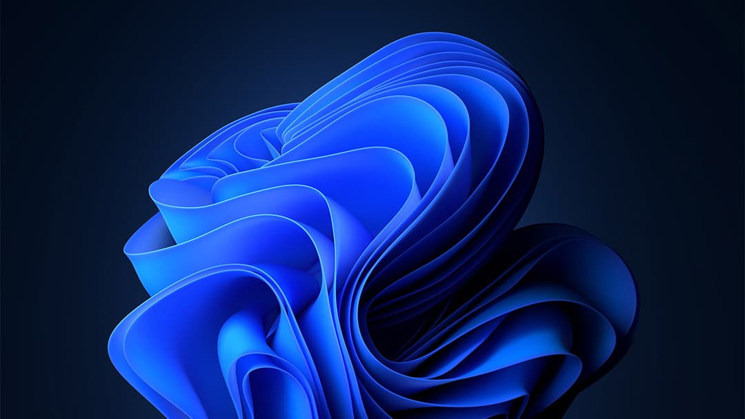 Abstract blue bloom artwork used as the Cybertronic experience desktop