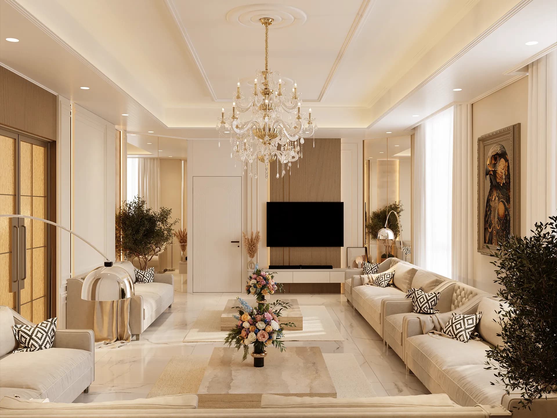 Interior concept visualisation showing material and lighting direction